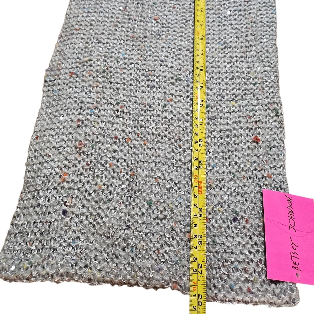 NWT Betsey Johnson Infinity Scarf Silver Gray Knit Colorful Specks